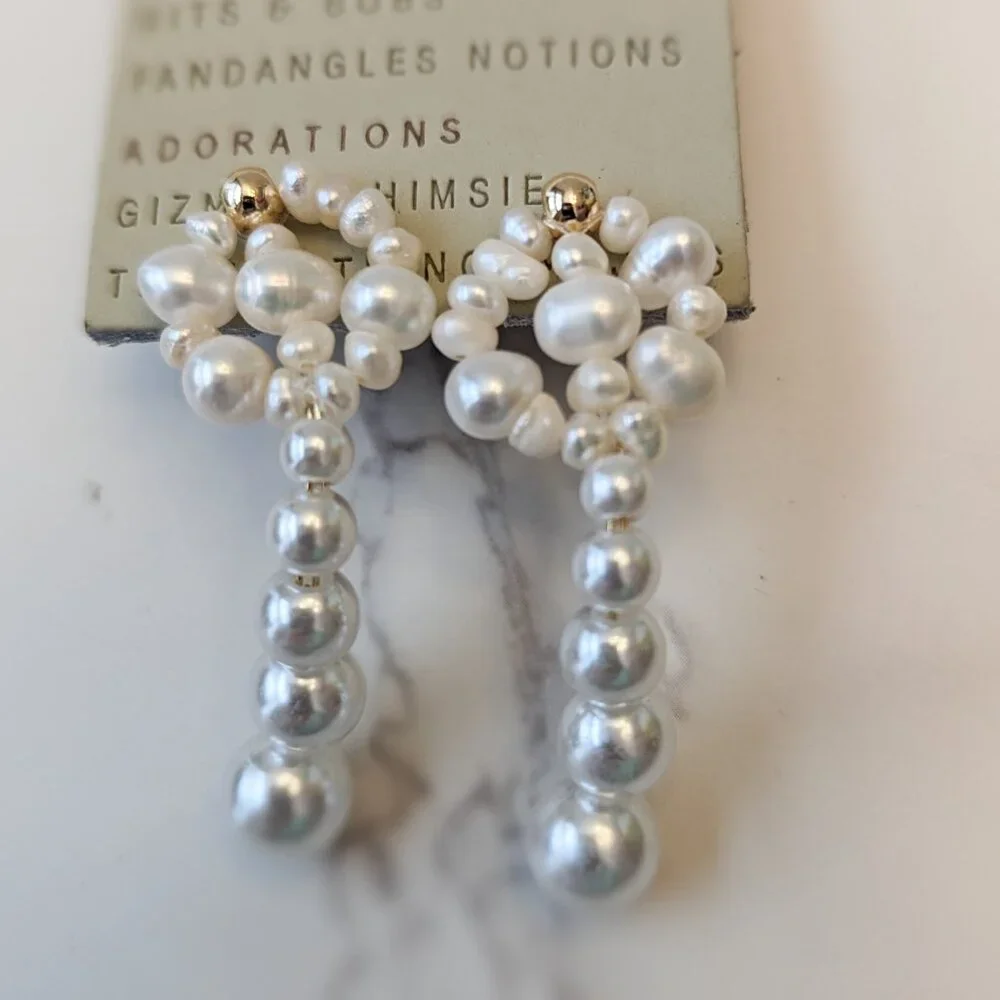 Anthropologie Floral Pearl Drop Earrings
